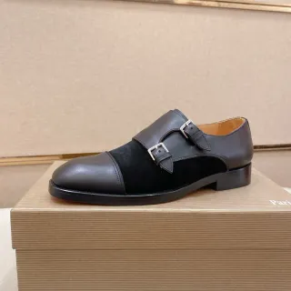 Black Strap Cap-Toe Monk Shoes