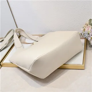 Black Structured Leather-Like Texture U-Shaped Top Cutout Tote Bag 2