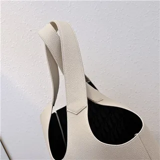 Black Structured Leather-Like Texture U-Shaped Top Cutout Tote Bag 4