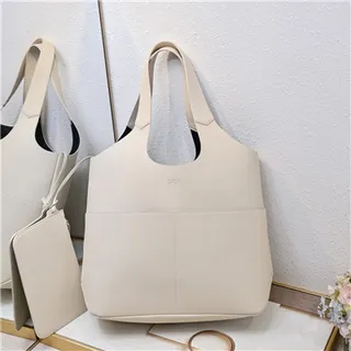 Black Structured Leather-Like Texture U-Shaped Top Cutout Tote Bag 7