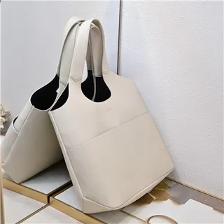 Black Structured Leather-Like Texture U-Shaped Top Cutout Tote Bag 9