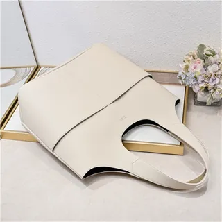Black Structured Leather-Like Texture U-Shaped Top Cutout Tote Bag 10