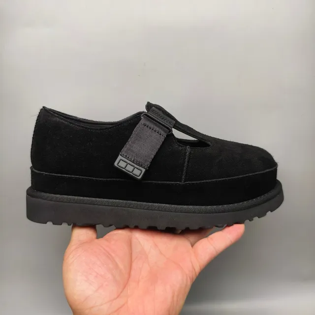 Black Suede T-Strap Platform Mary Jane Shoes 2
