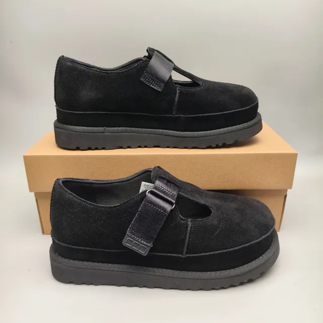 Black Suede T-Strap Platform Mary Jane Shoes 5