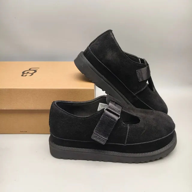 Black Suede T-Strap Platform Mary Jane Shoes 6