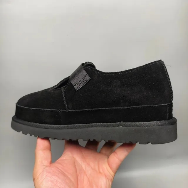 Black Suede T-Strap Platform Mary Jane Shoes 7