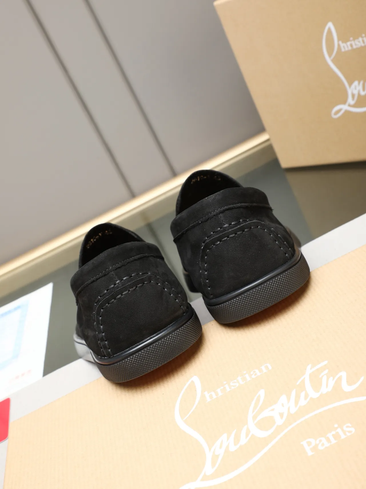 Black Suede Upper Metal Stud Accent Loafer 3