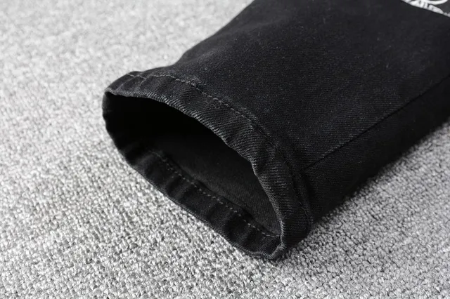 Black White Distressed Denim Star Embroidery Jeans 3