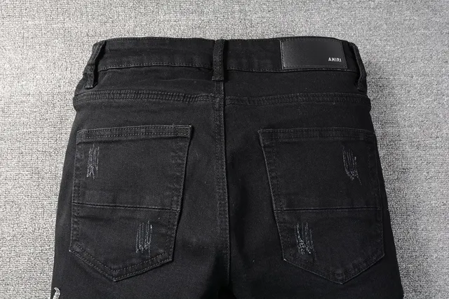 Black White Distressed Denim Star Embroidery Jeans 6
