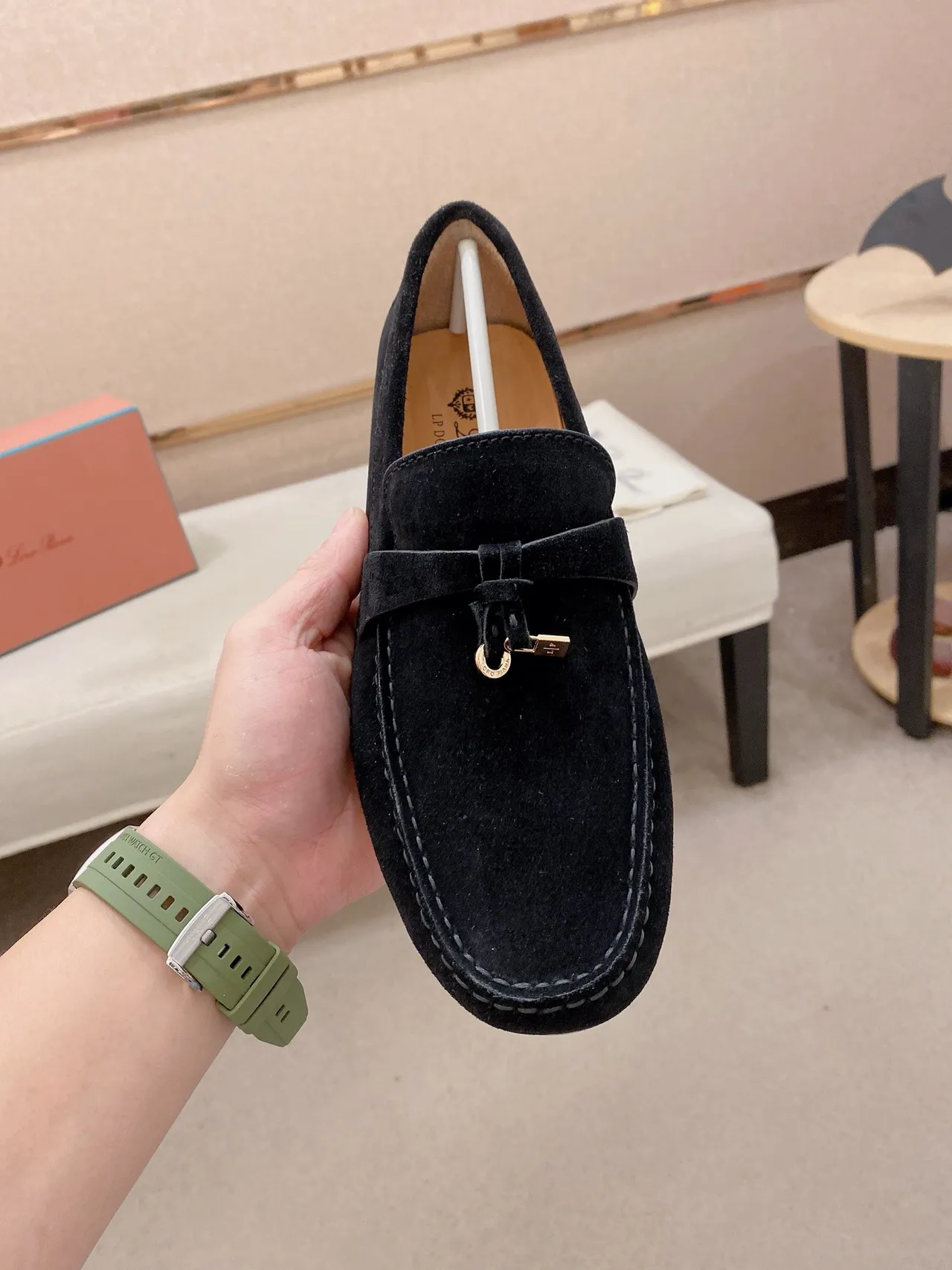 Black White Suede Penny Style Loafer 2