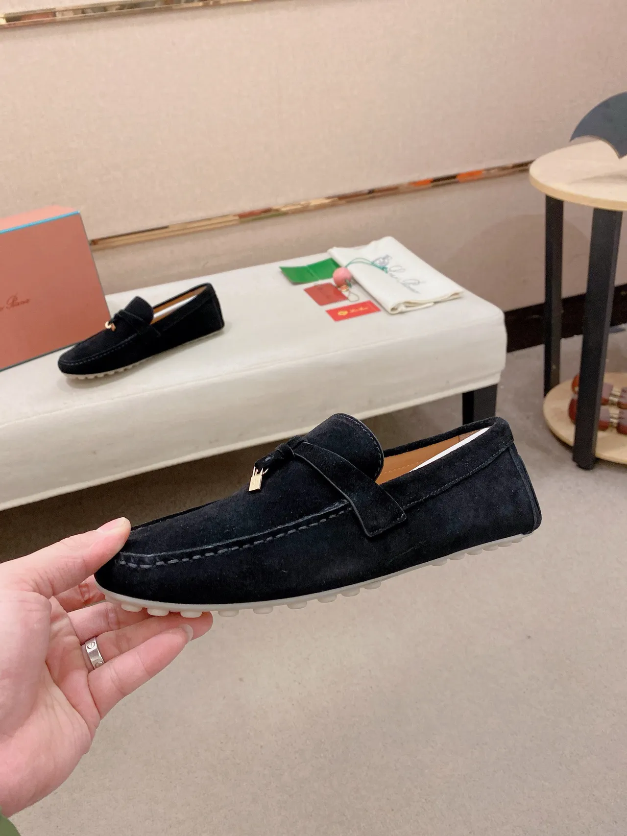 Black White Suede Penny Style Loafer 3