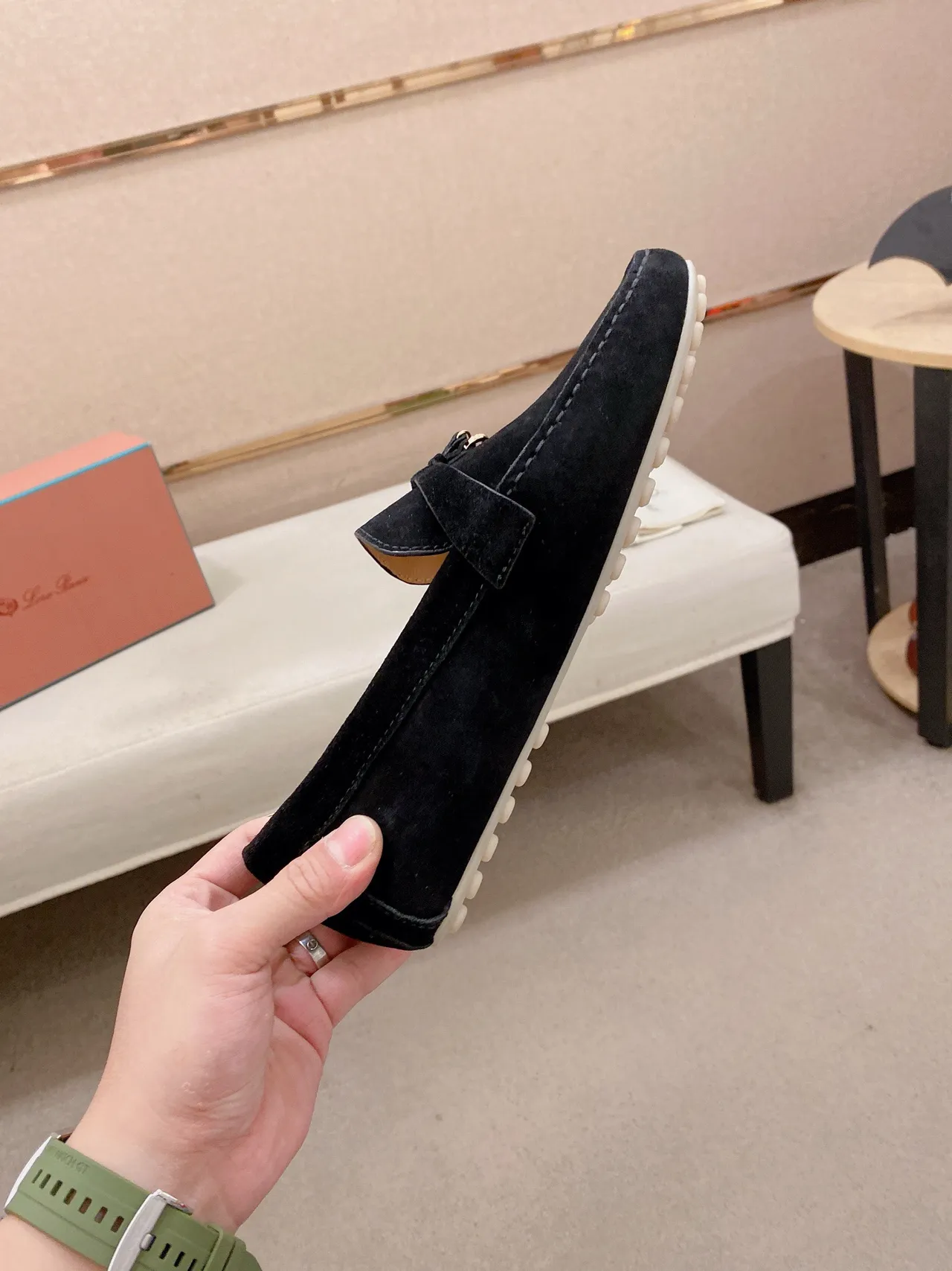 Black White Suede Penny Style Loafer 5