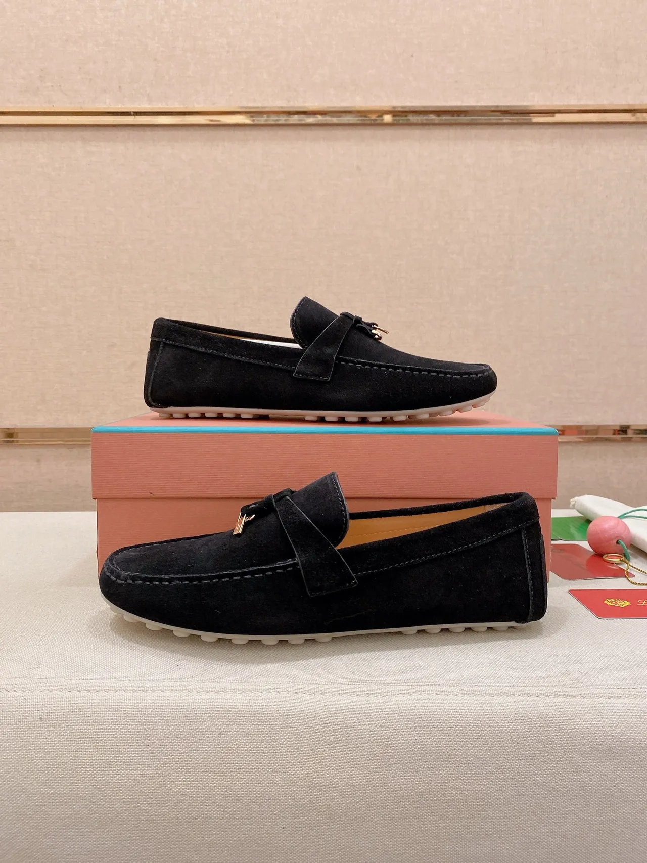 Black White Suede Penny Style Loafer 7