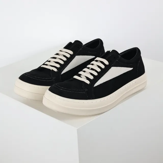 Black White Suede Upper Platform Sole Sneakers 2