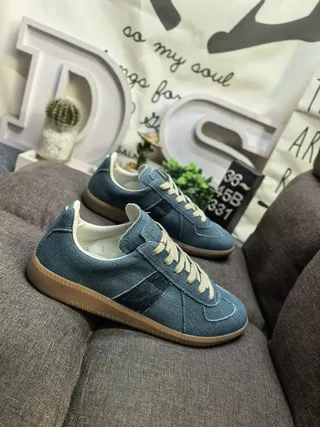 Blue Beige Denim Canvas Upper Gum Rubber Sole Lifestyle Sneakers 9