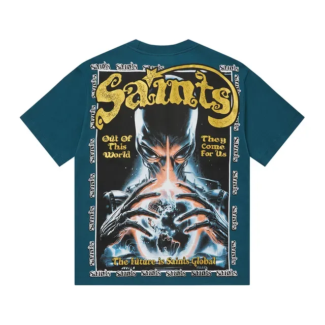 Blue Black Graphic Print Oversized Fit T-Shirt 4