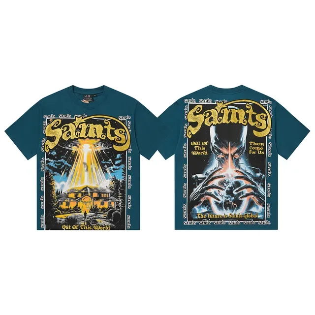 Blue Black Graphic Print Oversized Fit T-Shirt 5