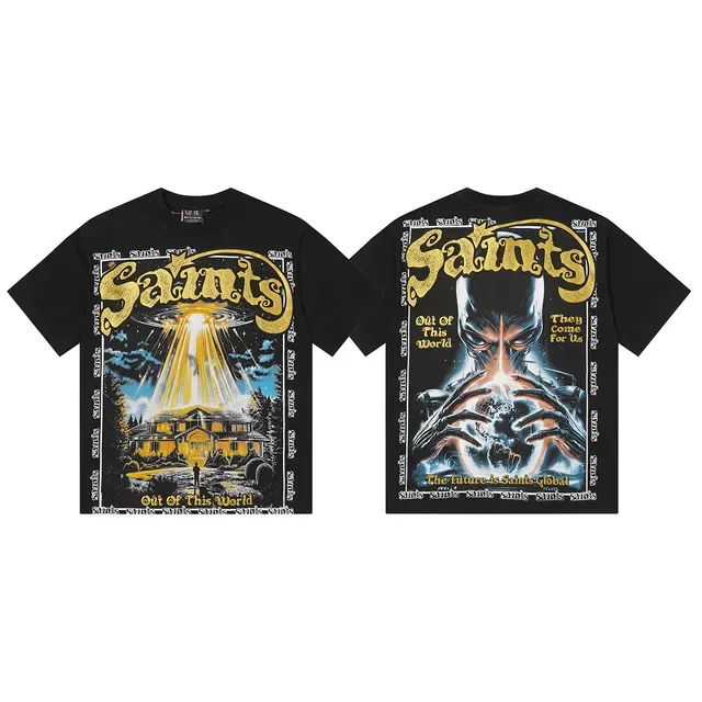 Blue Black Graphic Print Oversized Fit T-Shirt 6
