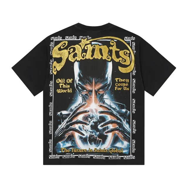 Blue Black Graphic Print Oversized Fit T-Shirt 8