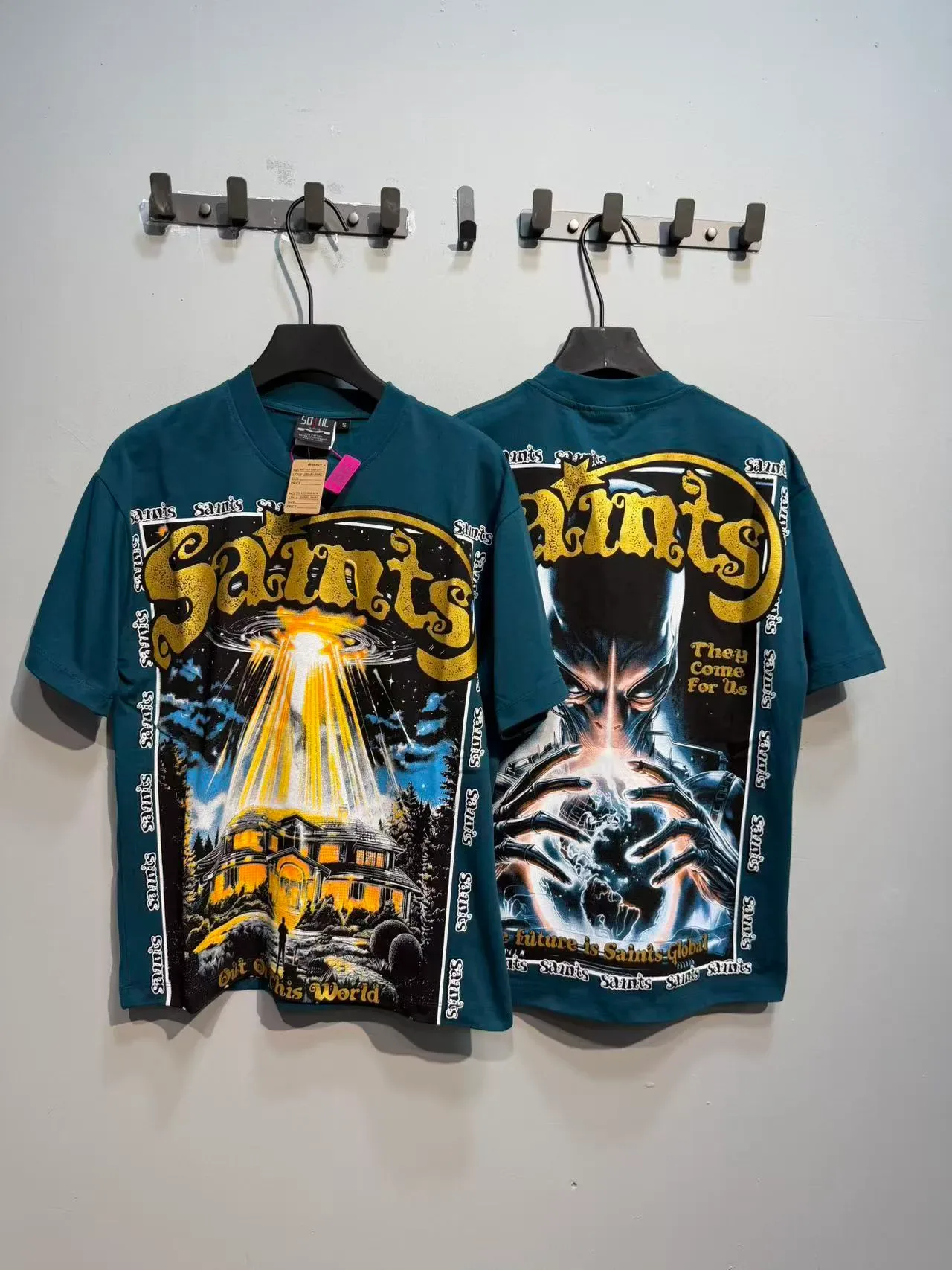 Blue Black Graphic Print Oversized Fit T-Shirt 9