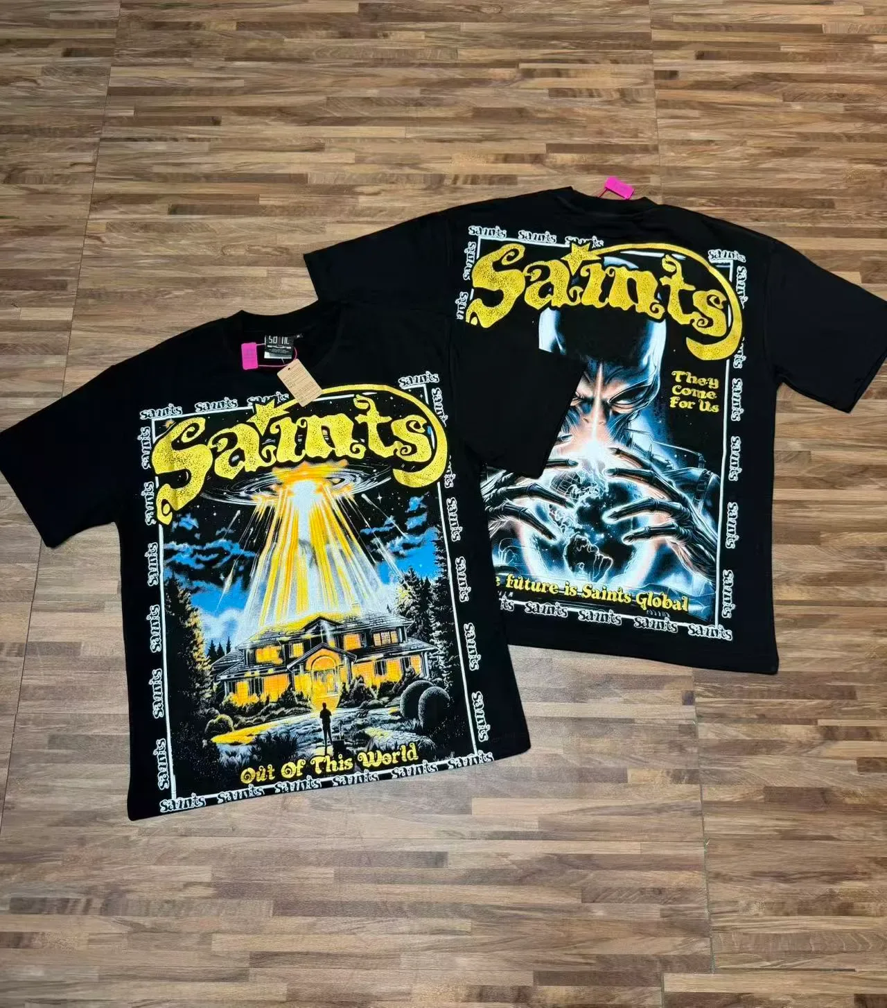 Blue Black Graphic Print Oversized Fit T-Shirt 14