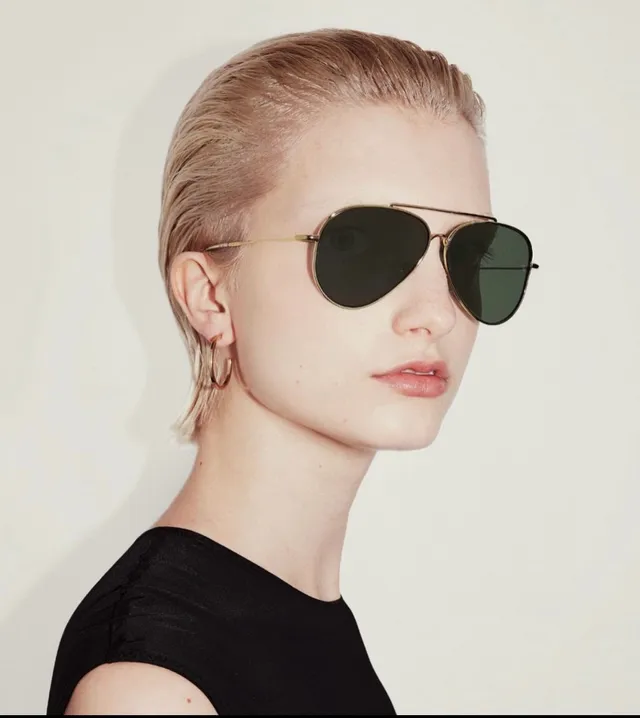 Blue Gold Aviator Silhouette Metal Frame Sunglasses 3