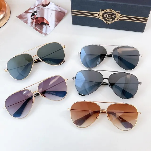 Blue Gold Aviator Silhouette Metal Frame Sunglasses 4