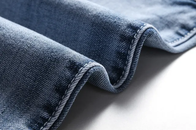 Blue Gray Medium-Wash Distressed Denim Reinforced Ribbed Knee Panels Jeans 11