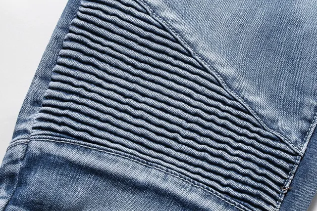 Blue Gray Medium-Wash Distressed Denim Reinforced Ribbed Knee Panels Jeans 13