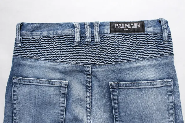 Blue Gray Medium-Wash Distressed Denim Reinforced Ribbed Knee Panels Jeans 14