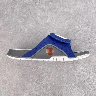 Blue Gray Strap-Fastened Molded Footbed Slippers
