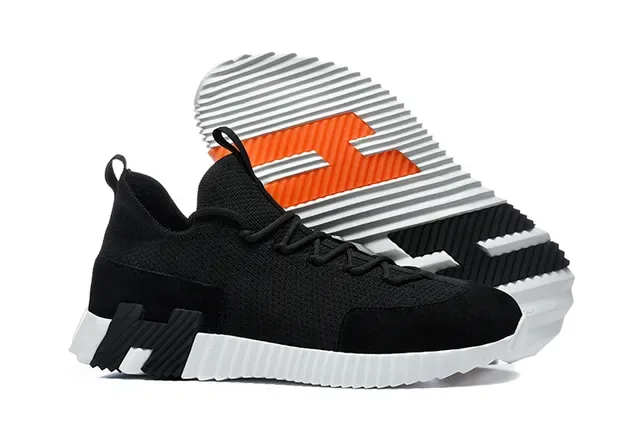 Blue Orange Beige Knit Low-Top Lifestyle Sneaker 5