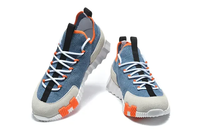 Blue Orange Beige Knit Low-Top Lifestyle Sneaker 9