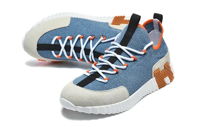 Blue Orange Beige Knit Low-Top Lifestyle Sneaker 10