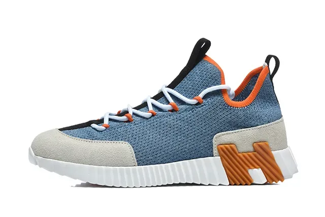 Blue Orange Beige Knit Low-Top Lifestyle Sneaker 11