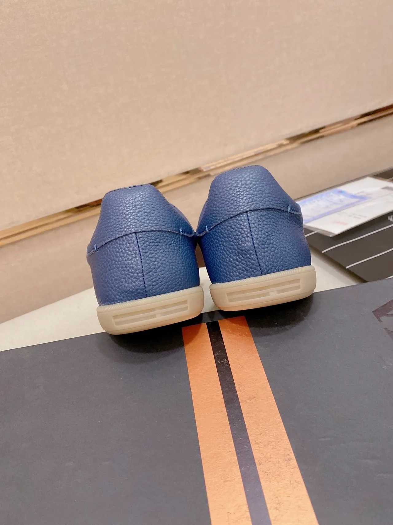 Blue Pebbled Leather Low-Top Lifestyle Sneaker 3