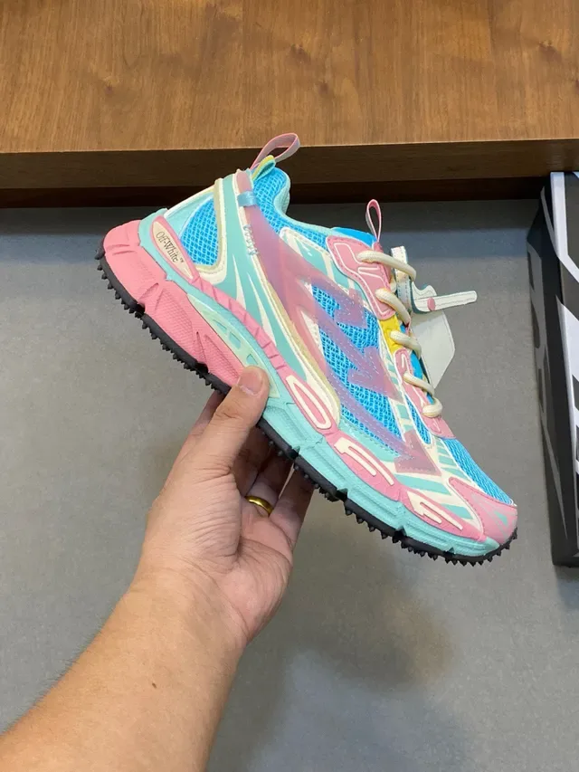 Blue Pink Chunky Sole Layered Synthetic Overlays Sneakers 5