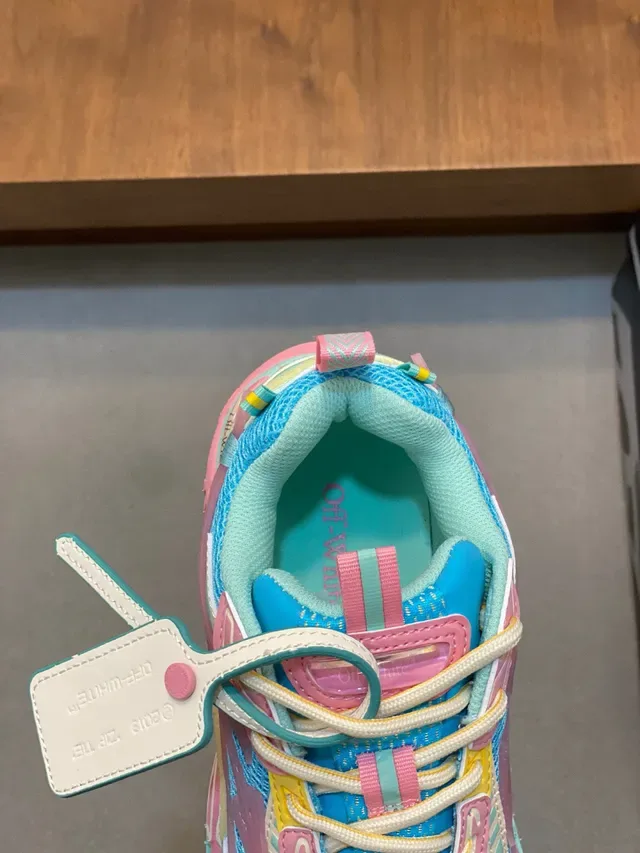 Blue Pink Chunky Sole Layered Synthetic Overlays Sneakers 7