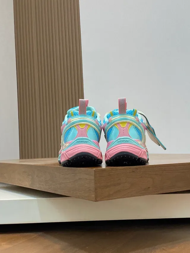 Blue Pink Chunky Sole Layered Synthetic Overlays Sneakers 8