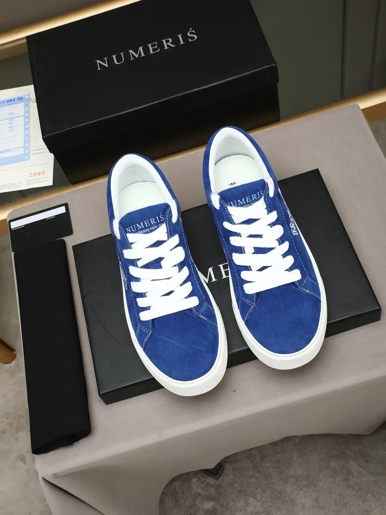 Blue Suede Embroidered Logo Platform Lifestyle Sneaker 2