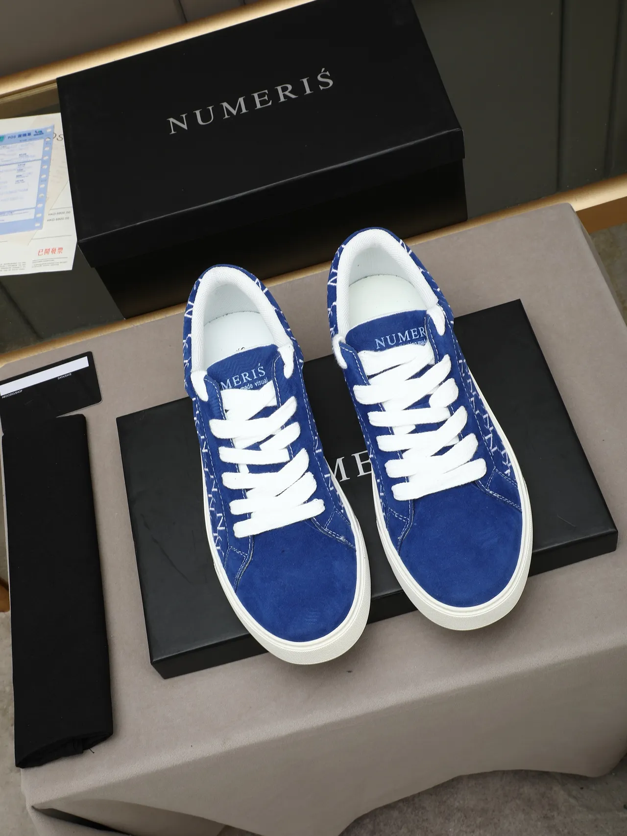 Blue Suede Monogram Platform Low-Top Sneaker 2