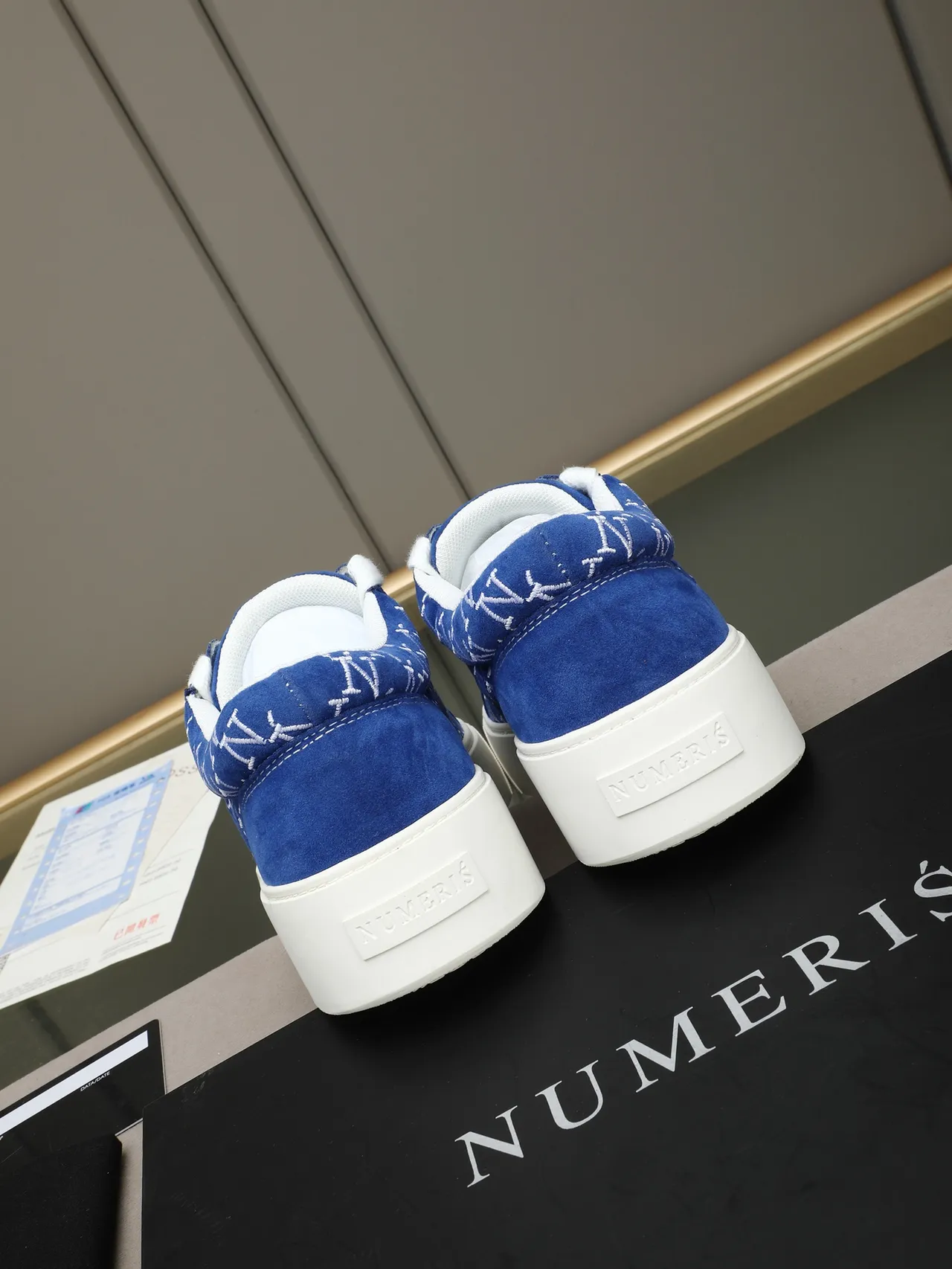 Blue Suede Monogram Platform Low-Top Sneaker 3