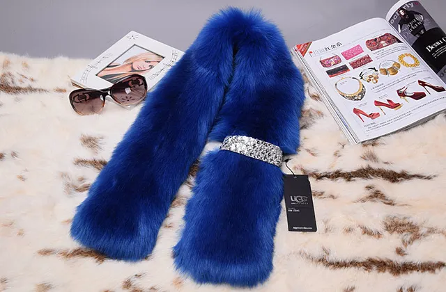Blue Voluminous Faux Fur Scarve 6