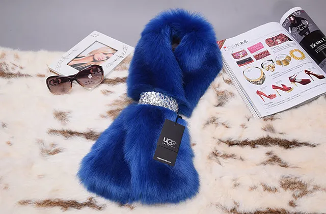 Blue Voluminous Faux Fur Scarve 7