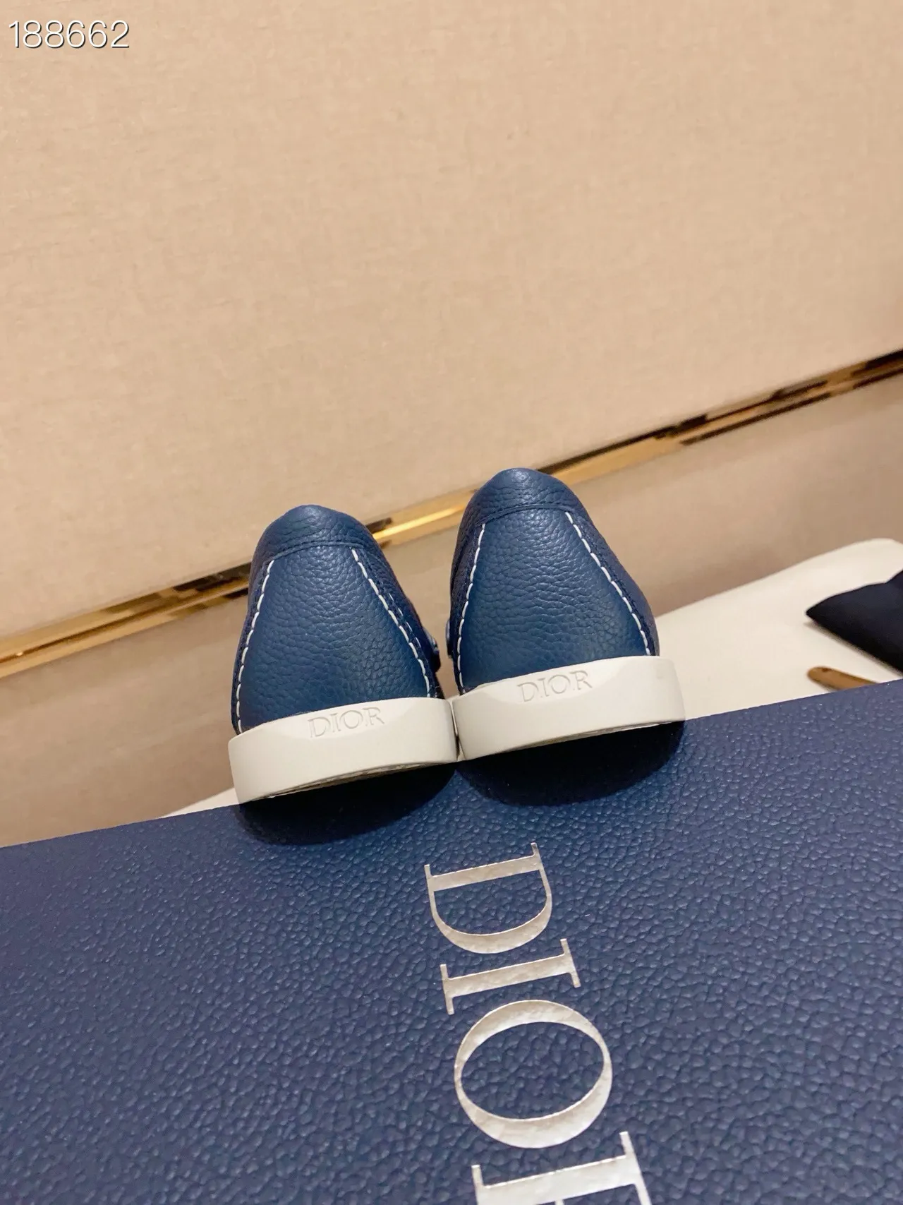 Blue White Pebbled Leather Upper Penny Strap Loafer 2