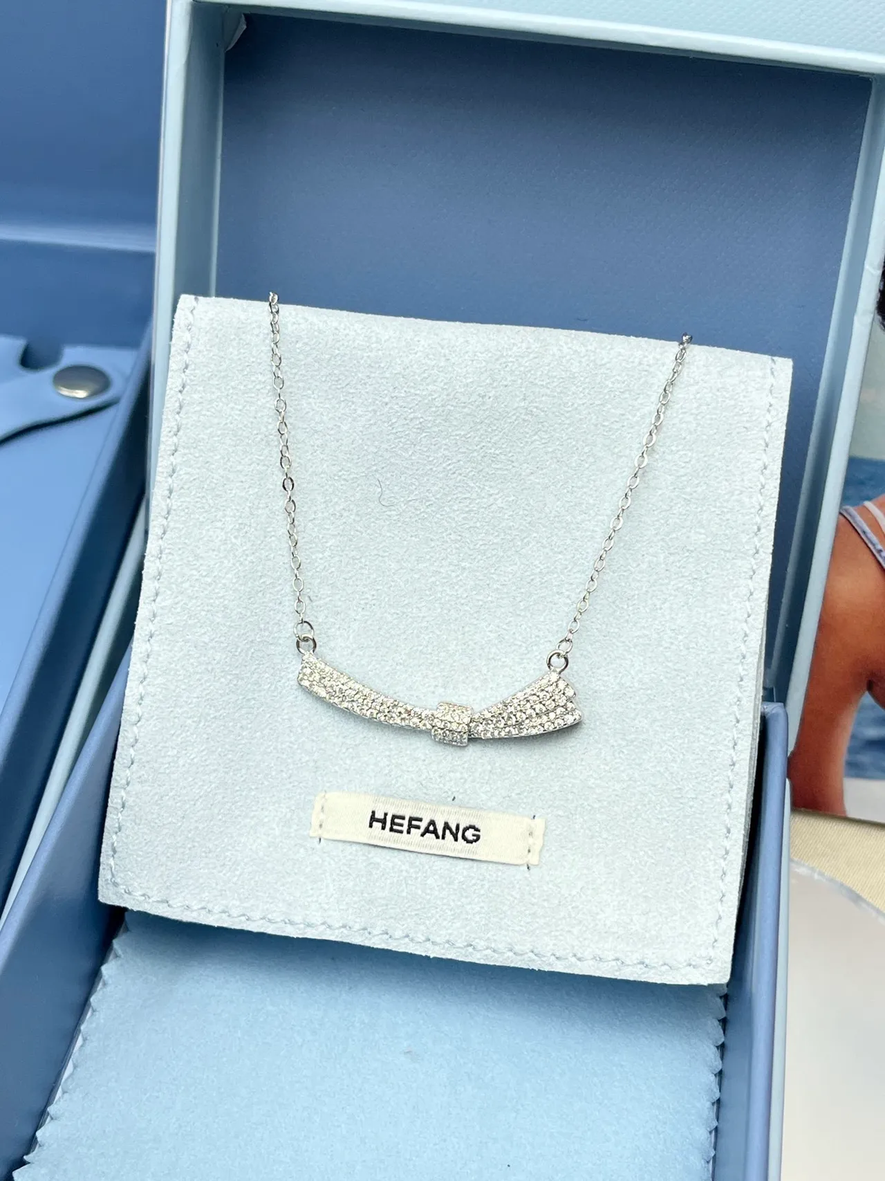 Bow-Shaped Pavé Crystal Pendant Necklace 6