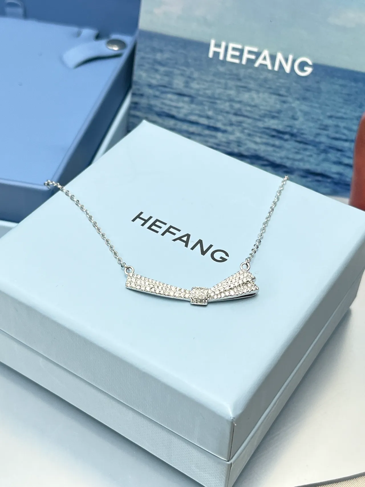 Bow-Shaped Pavé Crystal Pendant Necklace 7