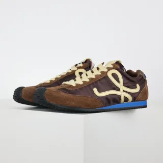 Tênis lifestyle retro runner de camurça e nylon marrom e bordo
