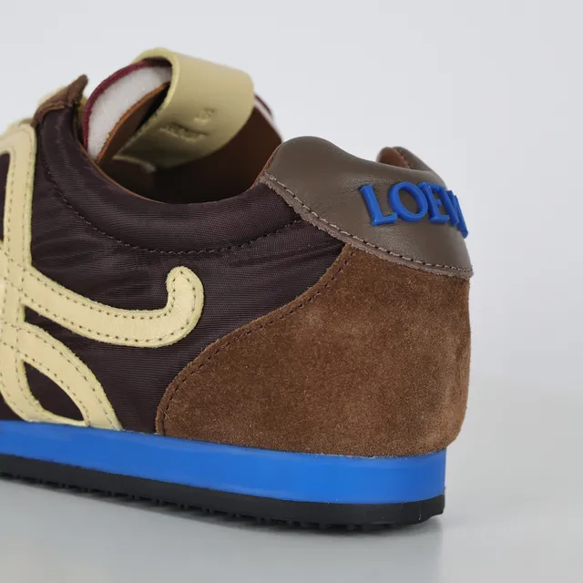 Brown and Maroon Suede Nylon Retro Runner Lifestyle Sneakers 4