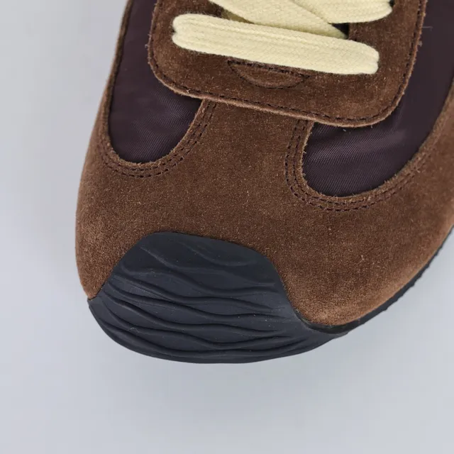 Brown and Maroon Suede Nylon Retro Runner Lifestyle Sneakers 5